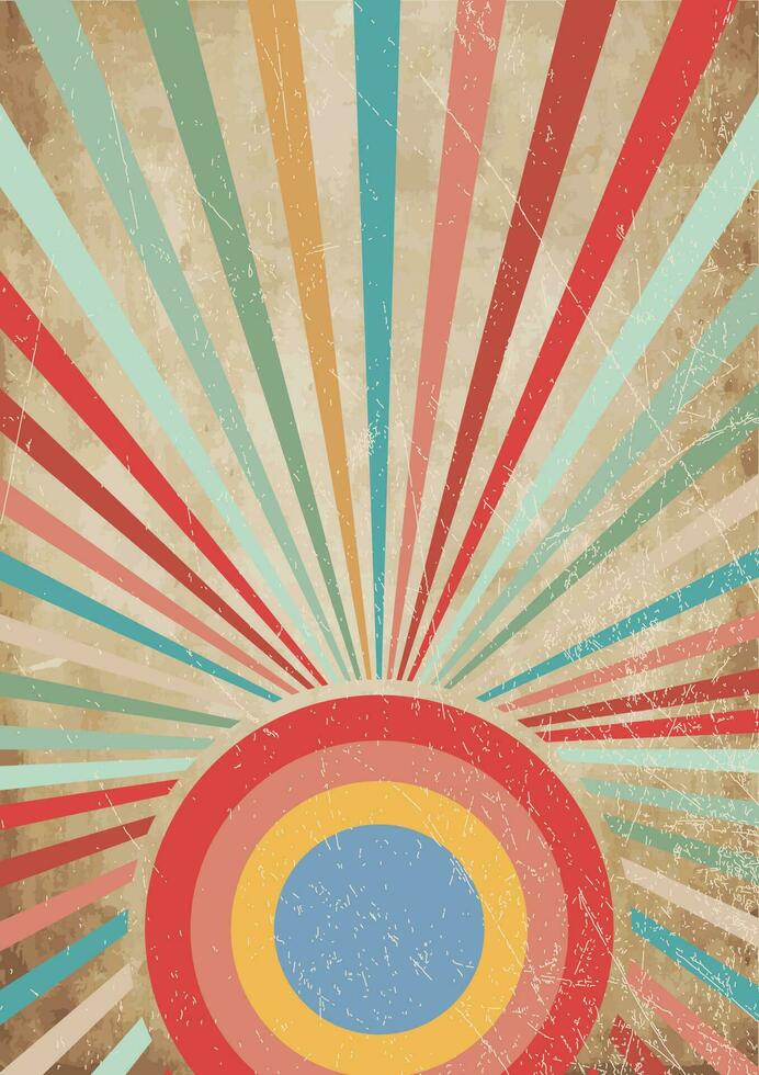 línea en estilo de 70s.clásico Clásico retro rayos fondo.abstracto retro, rayo de sol, geométrico patrón, miedoso hippie,clásico Clásico retro rayos antecedentes. vector