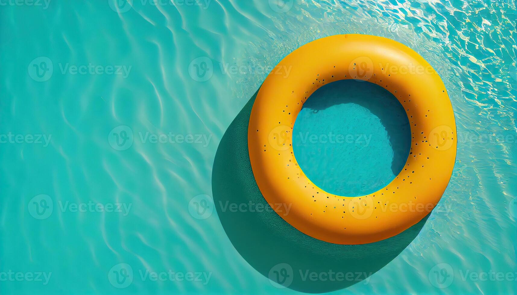 generativo ai ilustración de agua piscina verano antecedentes con piscina flotador anillo. verano azul agua texturizado antecedentes foto