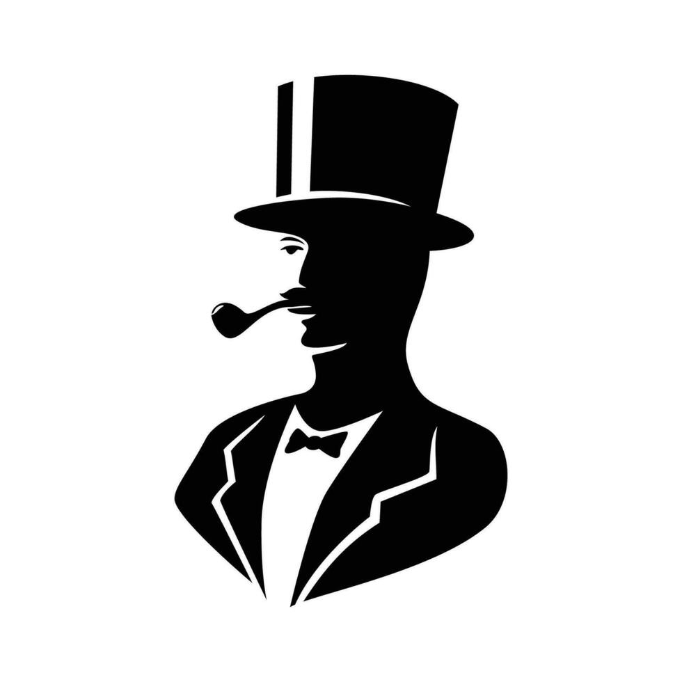 gentleman logo template. man with hat silhouette sign, symbol vector illustration.