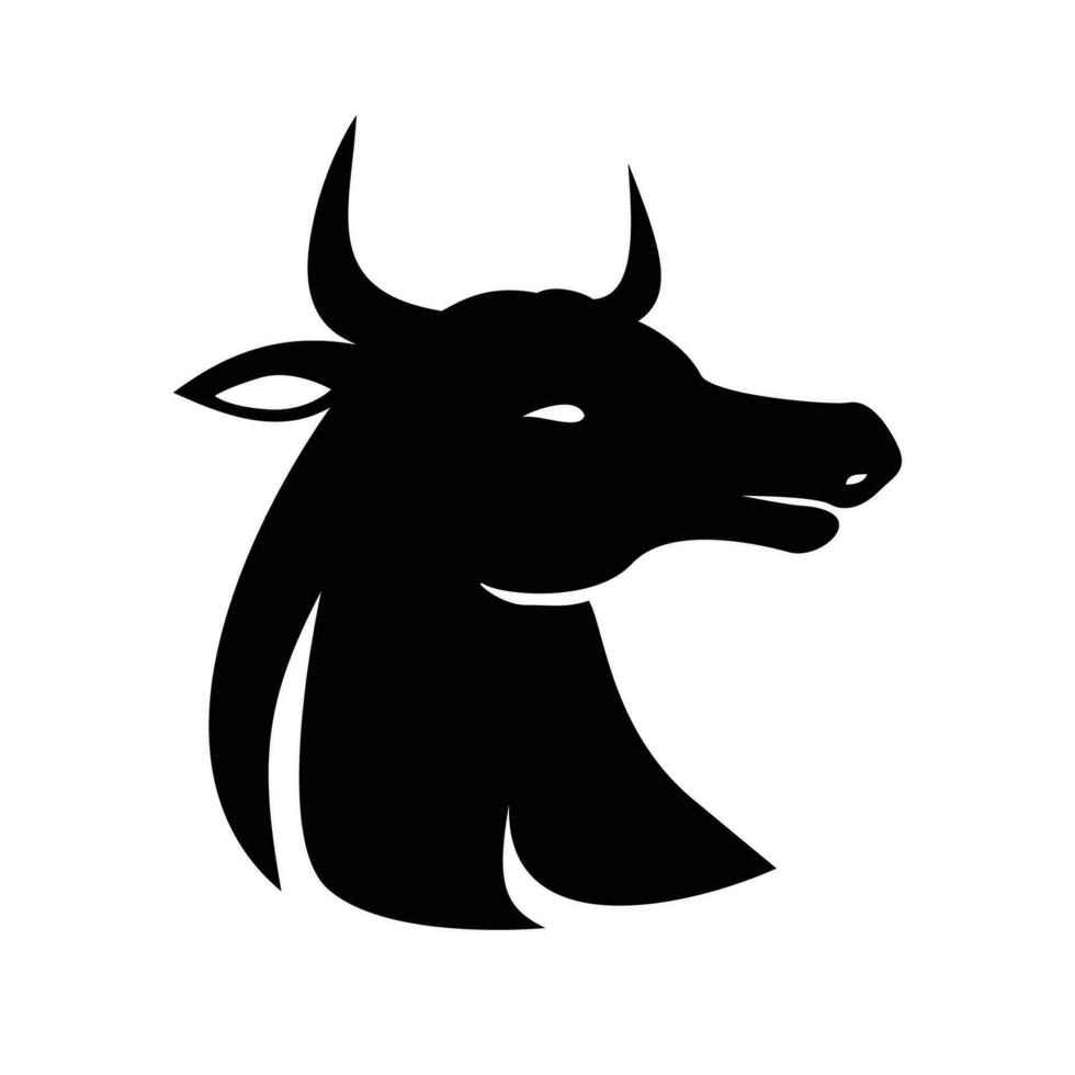 black bull silhouette design. wild buffalo sign and symbol. vector