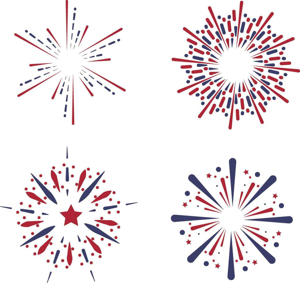 Firework Usa Independence Day. Festive art object for usa independence day. American national celebration design elements. Vector illustration