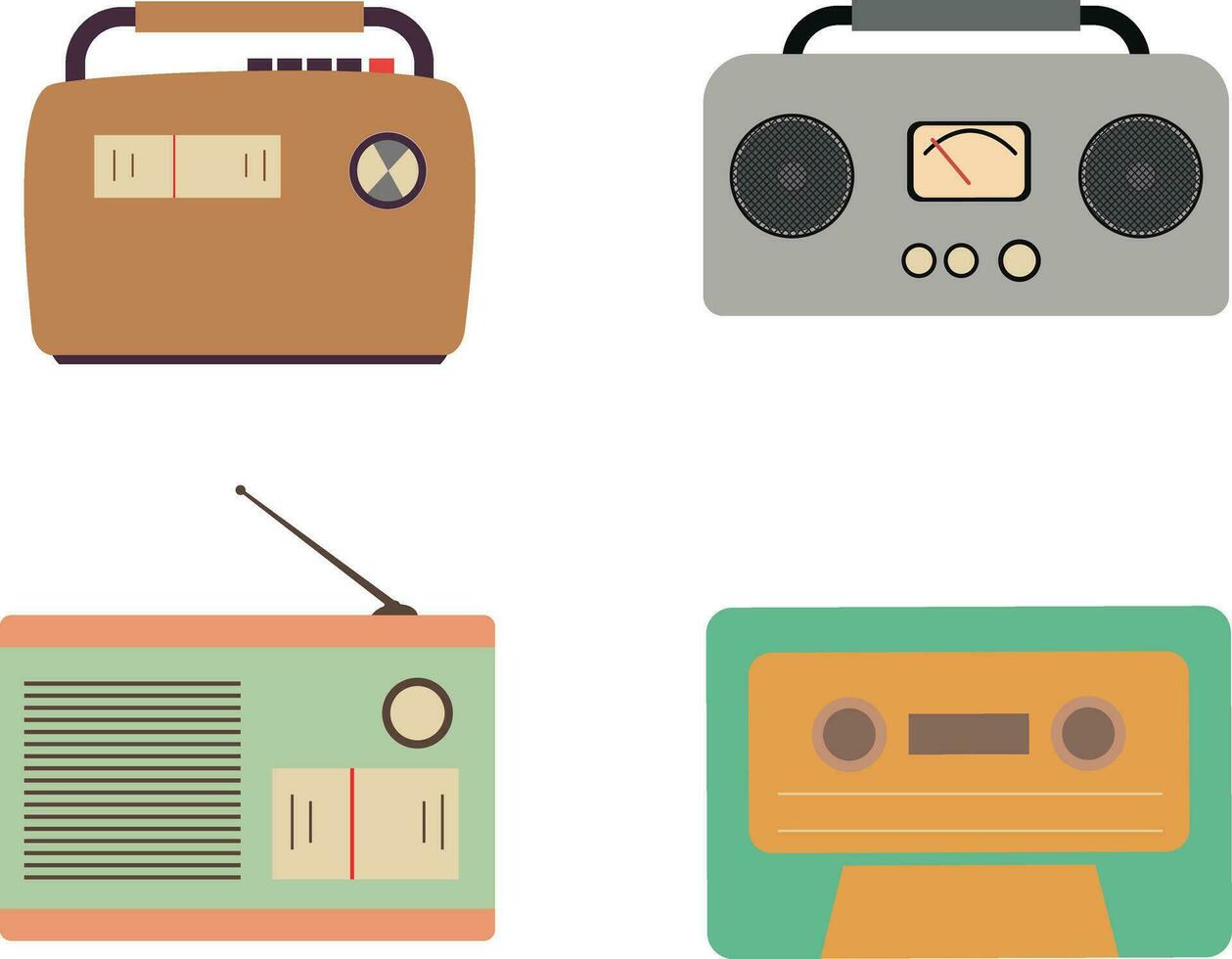 retro radio estéreo. vistoso ilustración en blanco antecedentes. vector ilustración