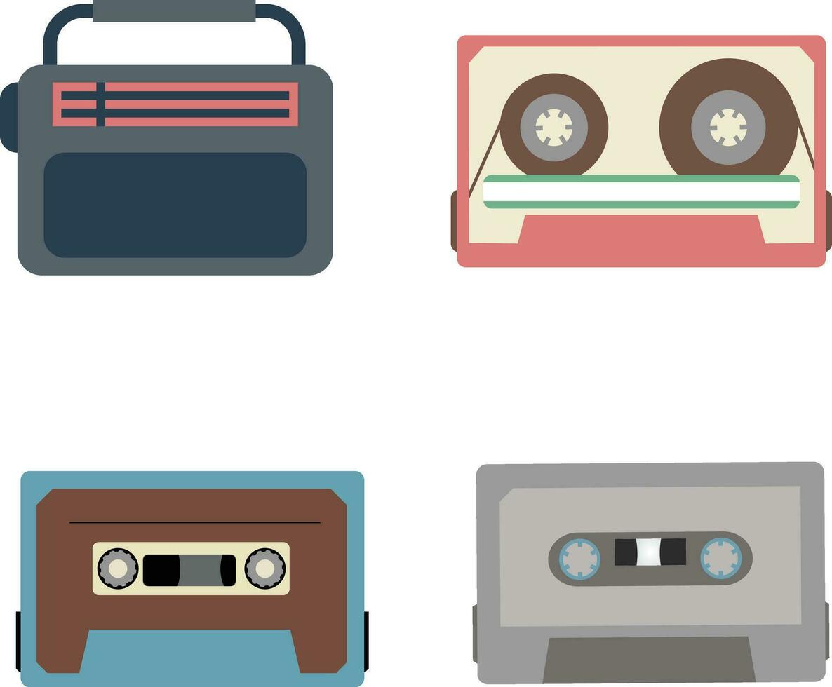 Retro Radio Stereo. Colorful illustration on white background. Vector illustration