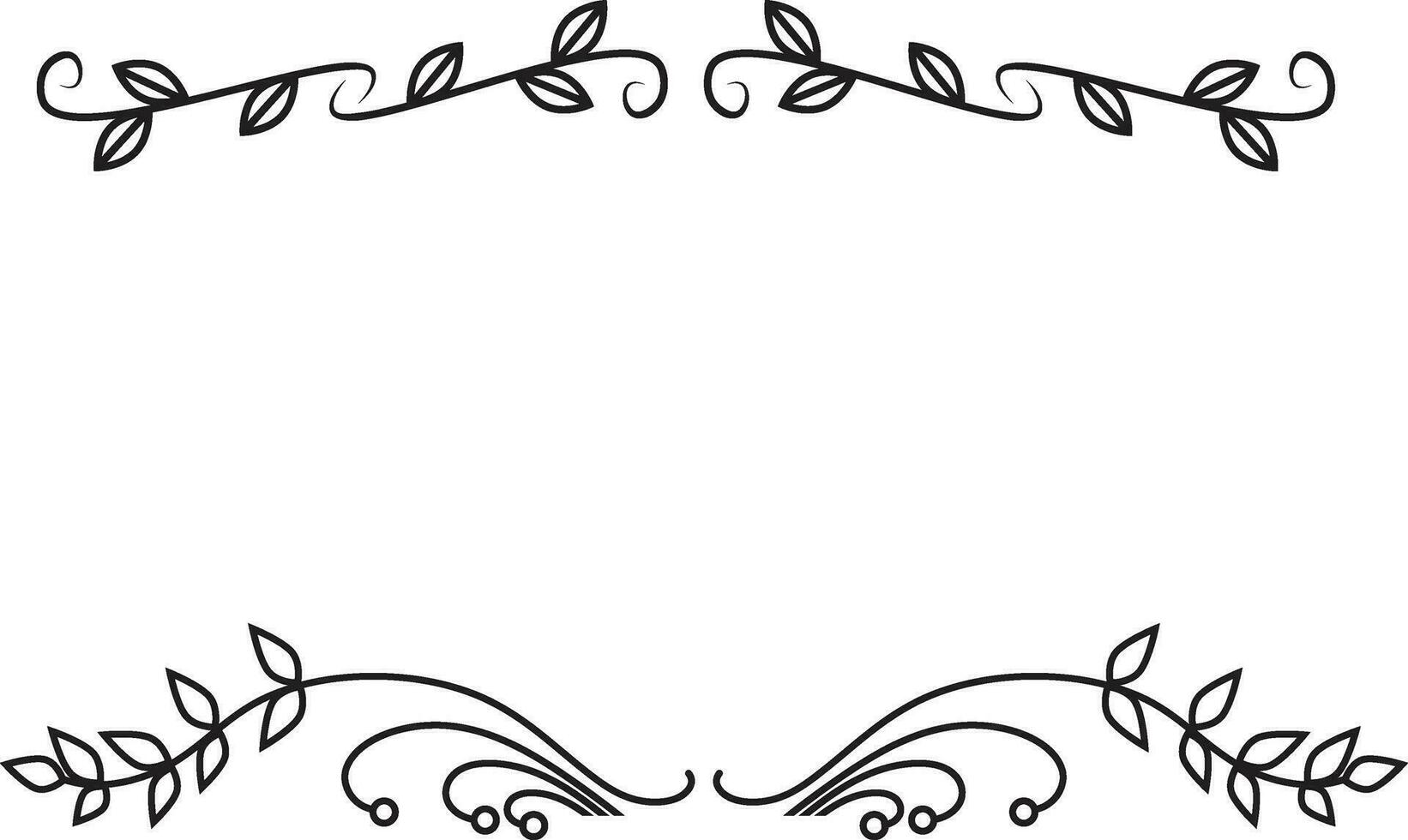 Floral Divider, Borders with Branches, Herbs, Plants and Flowers. Decoration Outline Vector Illustration. Flower Divider Collection