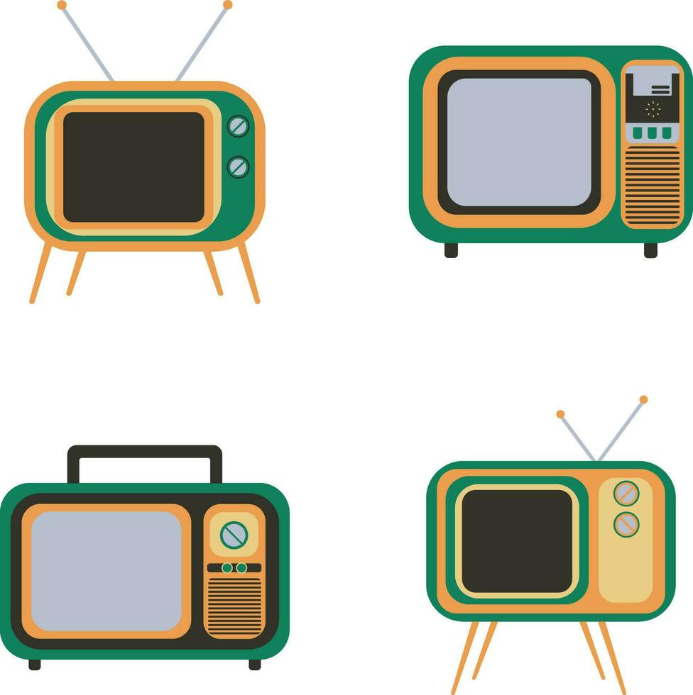 Retro Television Digital.Evolution of television, old or retro and modern receivers on white background. Vector illustration