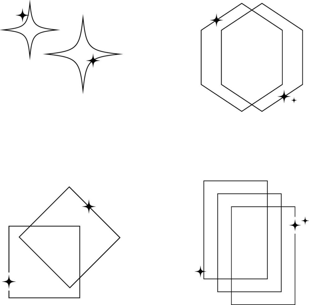 Monoline Minimalist Shape Set. For Design Elements Templates. Vector illustration.