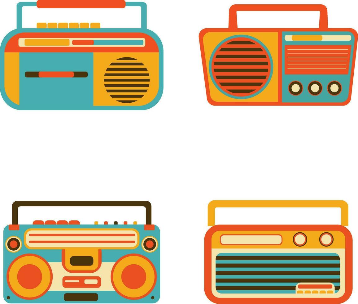 Retro Radio Stereo. Colorful illustration on white background. Vector illustration