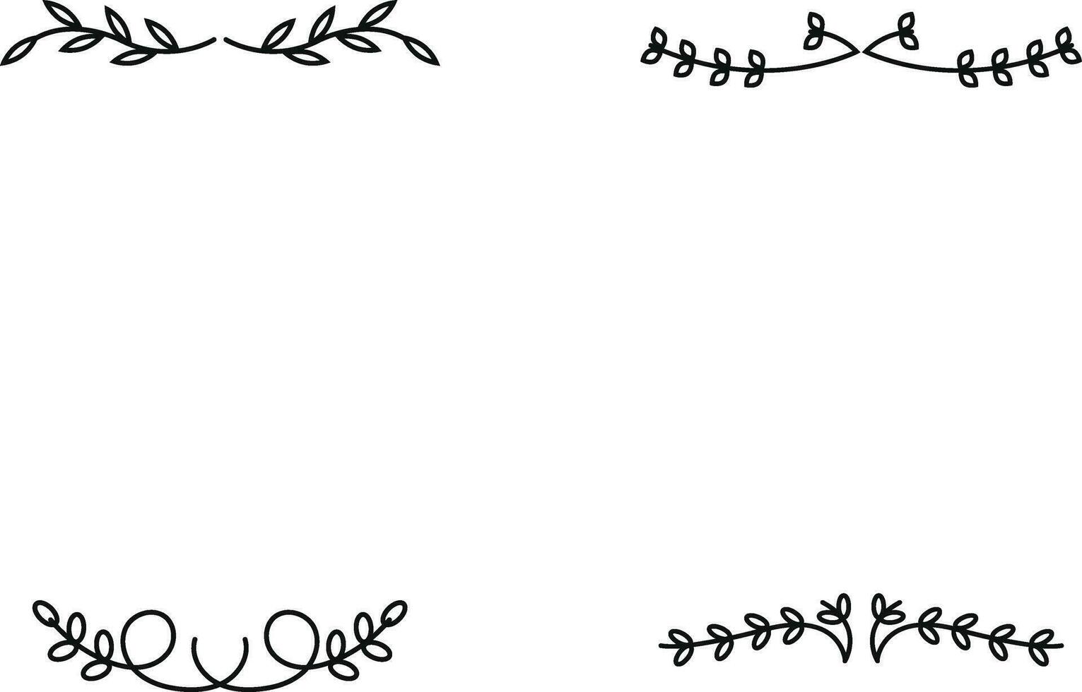 Floral Divider. Borders with Branches, Herbs, Plants and Flowers. Decoration Outline Vector Illustration. Flower Divider Collection