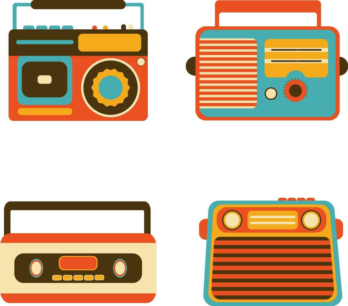 Retro Radio Stereo. Colorful illustration on white background. Vector illustration