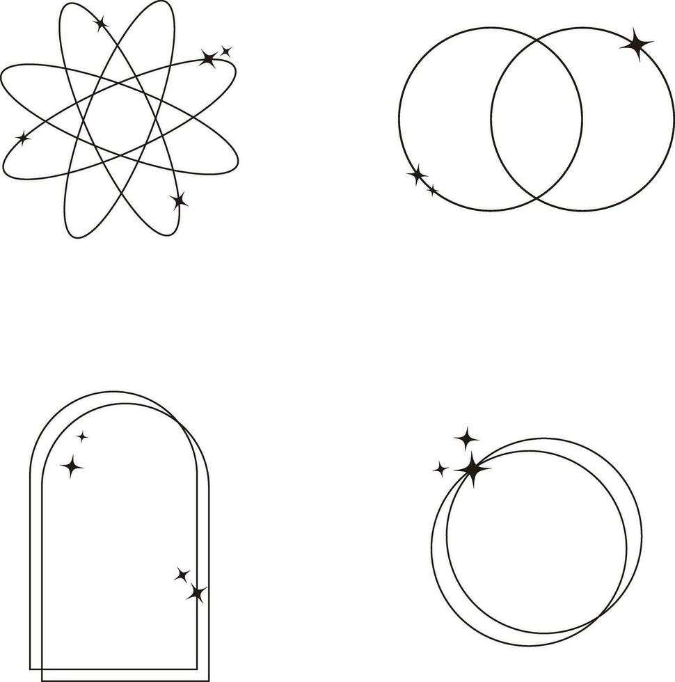 Monoline Minimalist Shape Collection For Design Elements Templates.Vector illustration vector