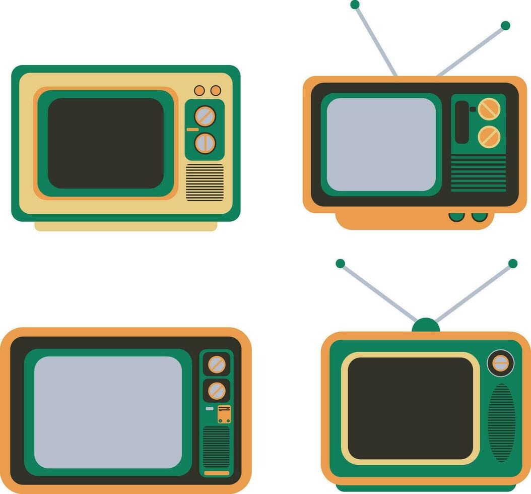 Retro Television Digital.Evolution of television, old or retro and modern receivers on white background. Vector illustration