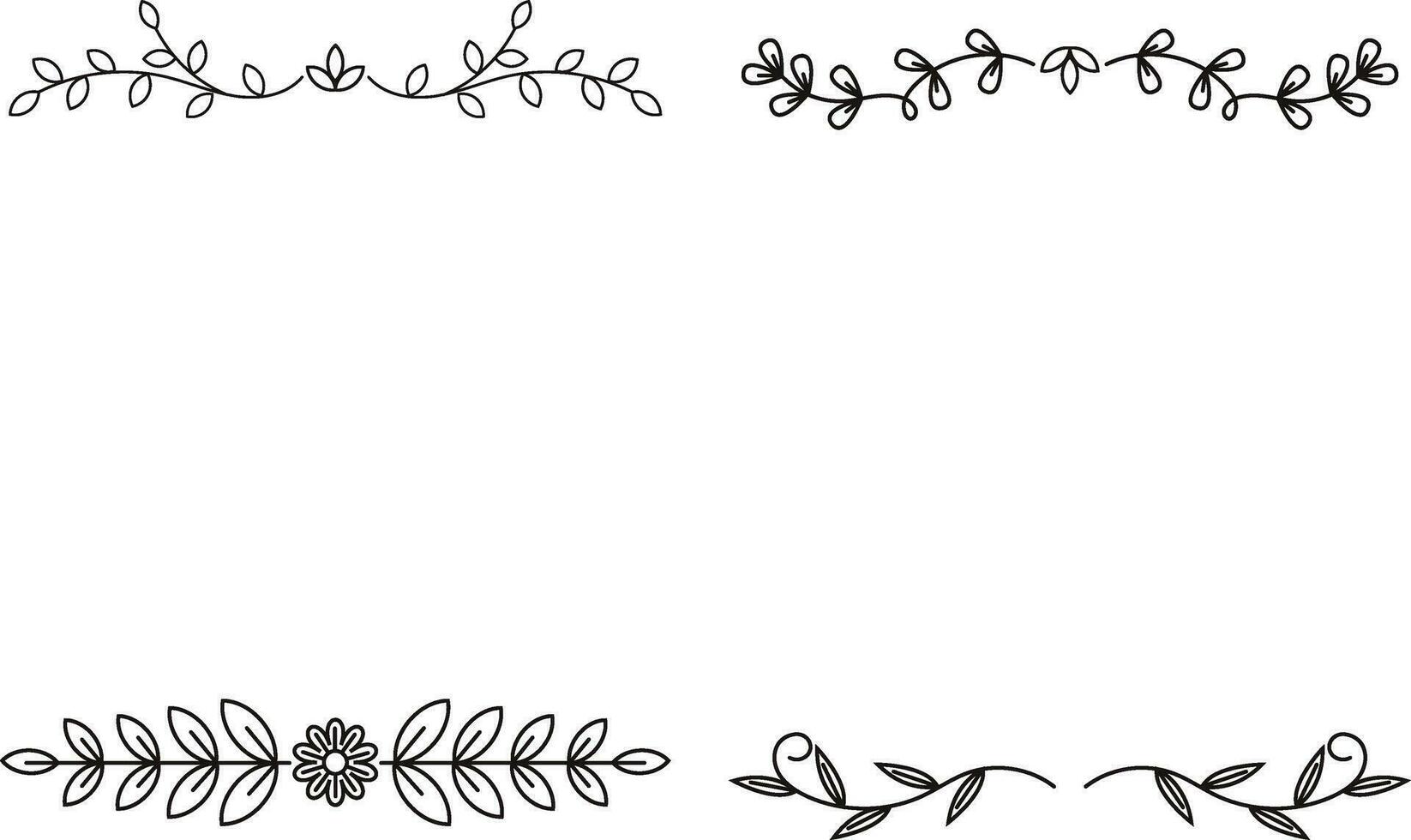 Floral Divider Hand drawn vector dividers. Lines, borders and wins are set. Doodle design element.Vector pro