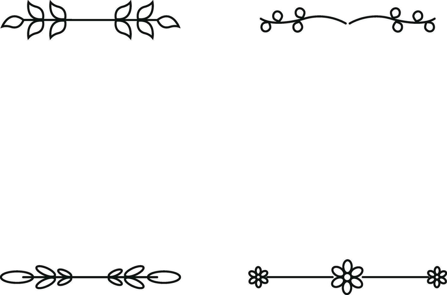floral divisor. fronteras con sucursales, hierbas, plantas y flores decoración contorno vector ilustración. flor divisor colección