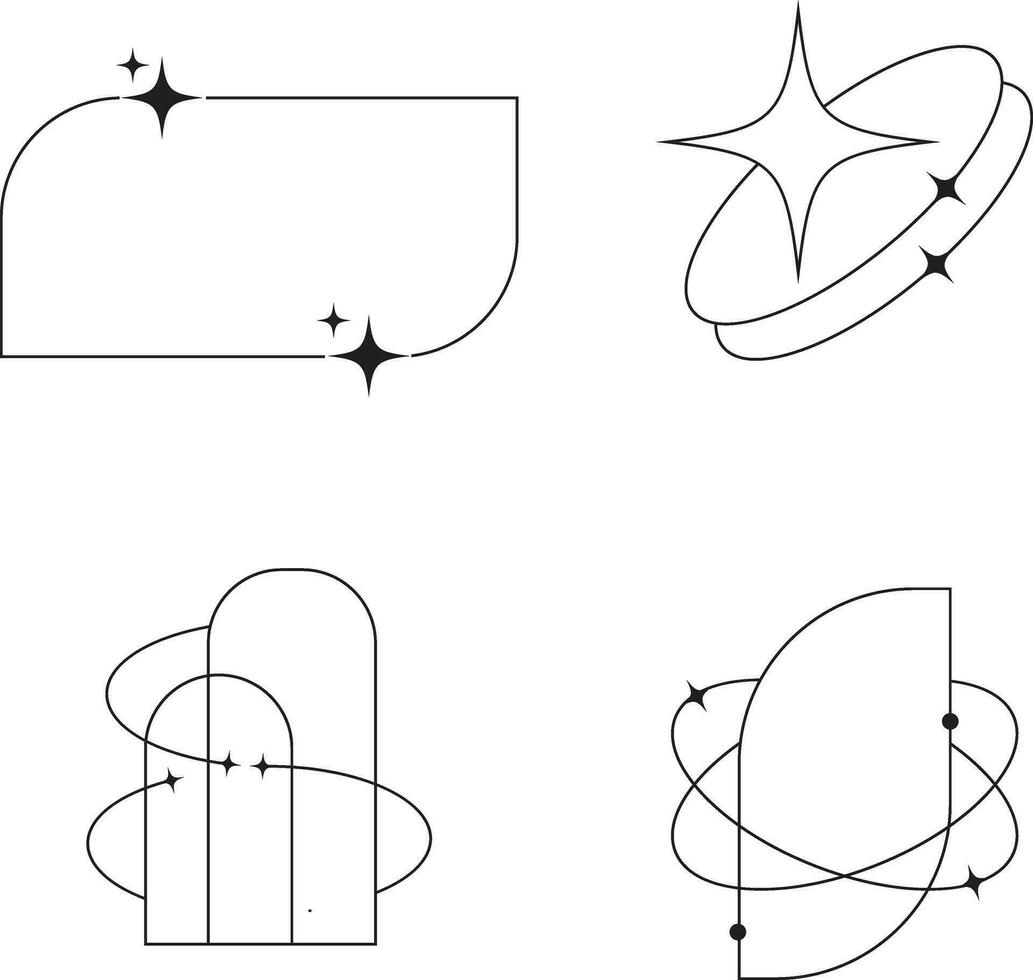 Monoline Minimalist Shape Collection For Design Elements Templates. Vector illustration