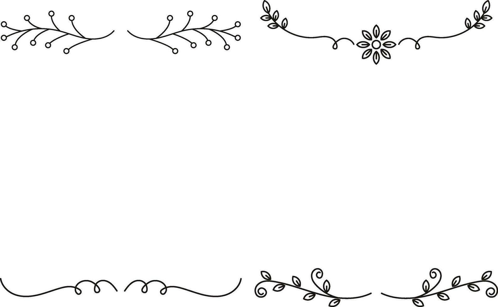 Floral Divider Hand drawn vector dividers. Lines, borders and wins are set. Doodle design element.Vector pro