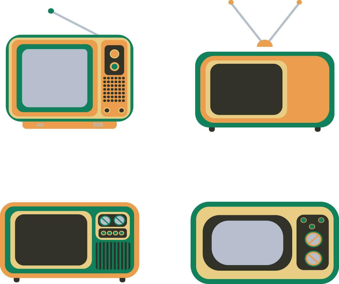 Retro Television Digital.Evolution of television, old or retro and modern receivers on white background. Vector illustration