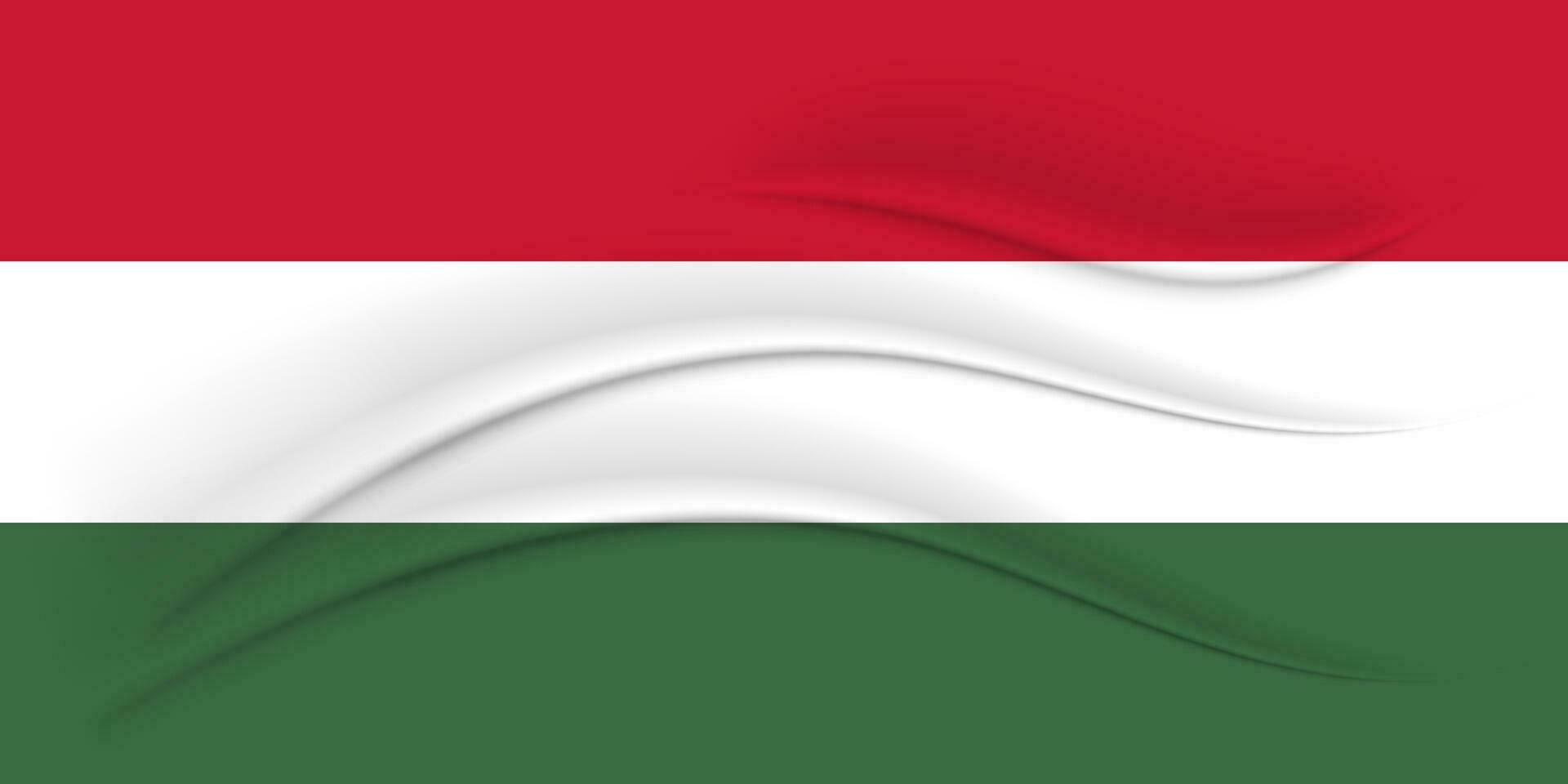 National flag of Hungary with silk effect. Hungarian flag. 3D illustration, vector