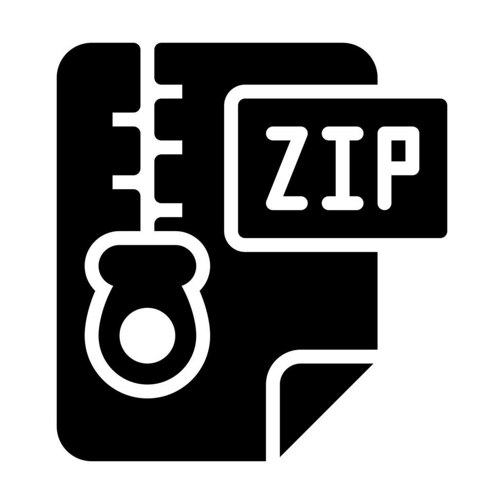 zip file glyph icon vector