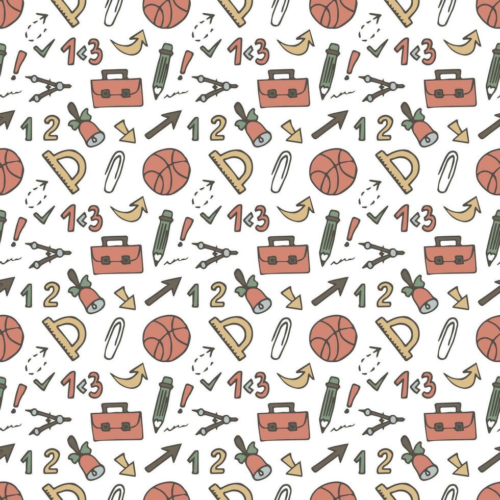 Seamless pattern with doodles on the theme of school. vector