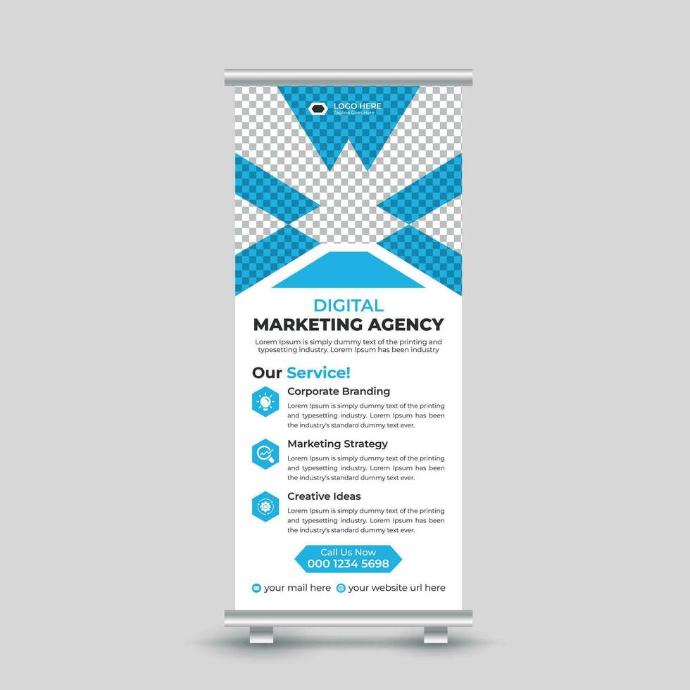 Professional corporate modern business roll up banner design standee x banner template Free Vector