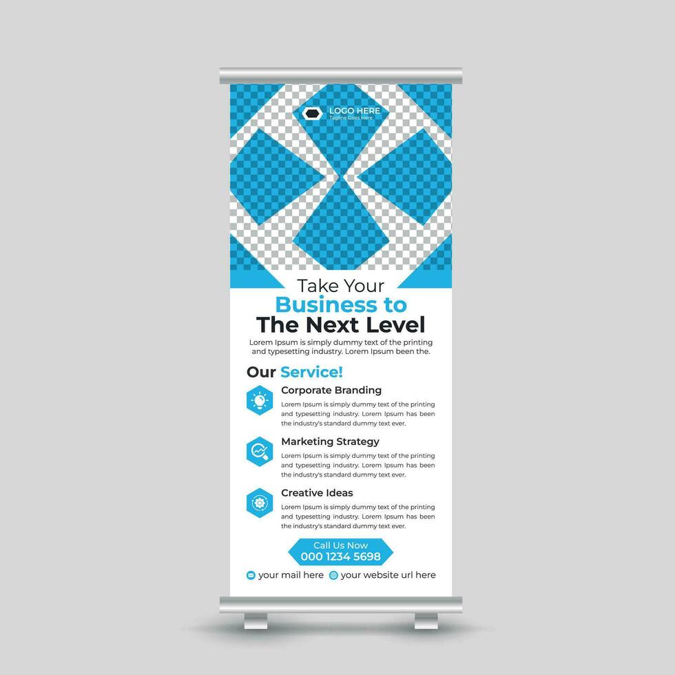 Professional modern minimal business roll up banner design standee banner template Free Vector