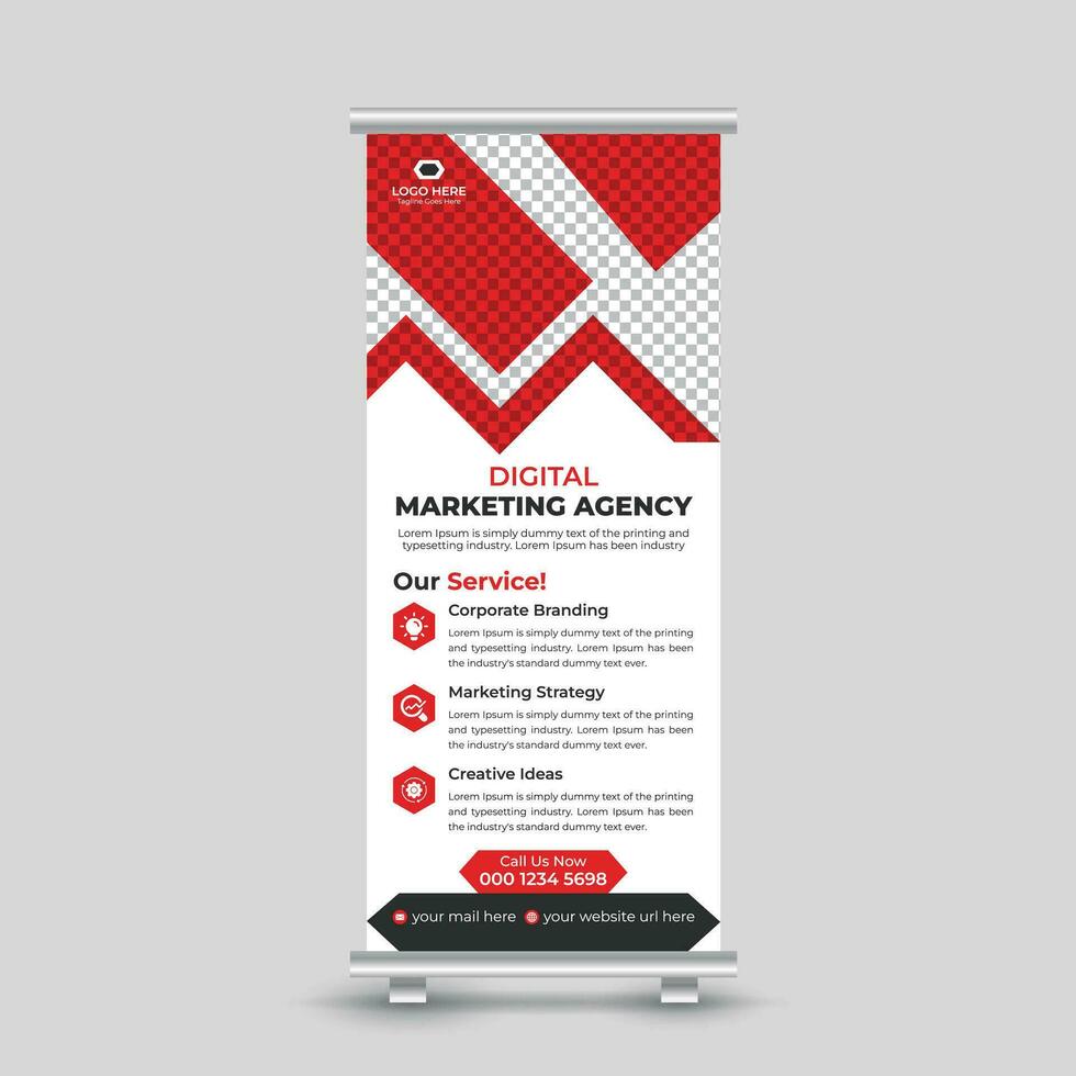 Professional creative modern business roll up banner design standee x banner template Free Vector