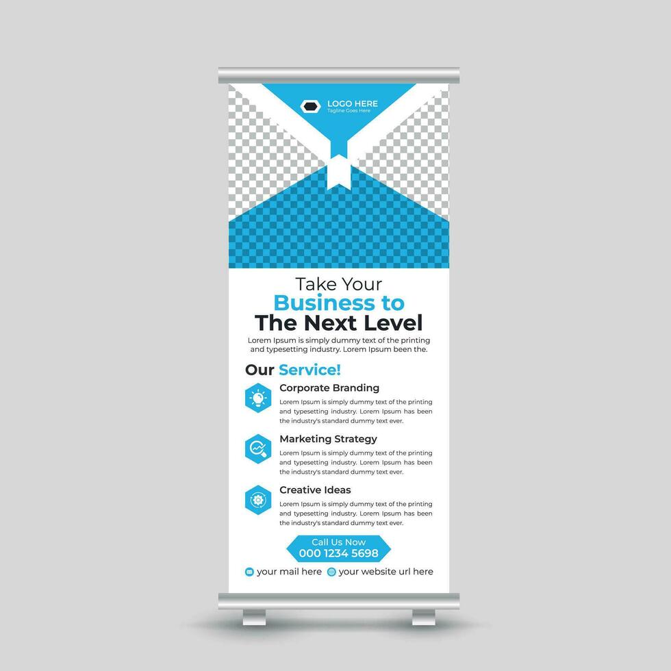 Professional minimal business roll up banner design standee banner template Free Vector
