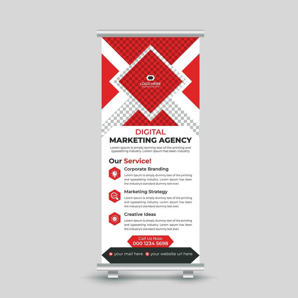 Professional marketing roll up banner design standee x banner template Free Vector