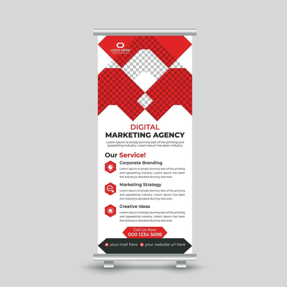 Creative modern marketing roll up banner design standee x banner template Free Vector