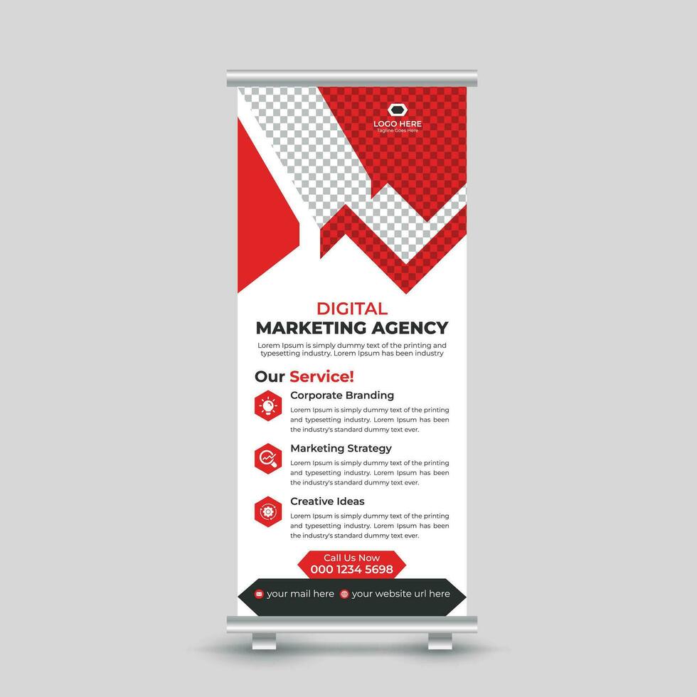 Professional creative corporate modern business roll up banner design standee x banner template Free Vector
