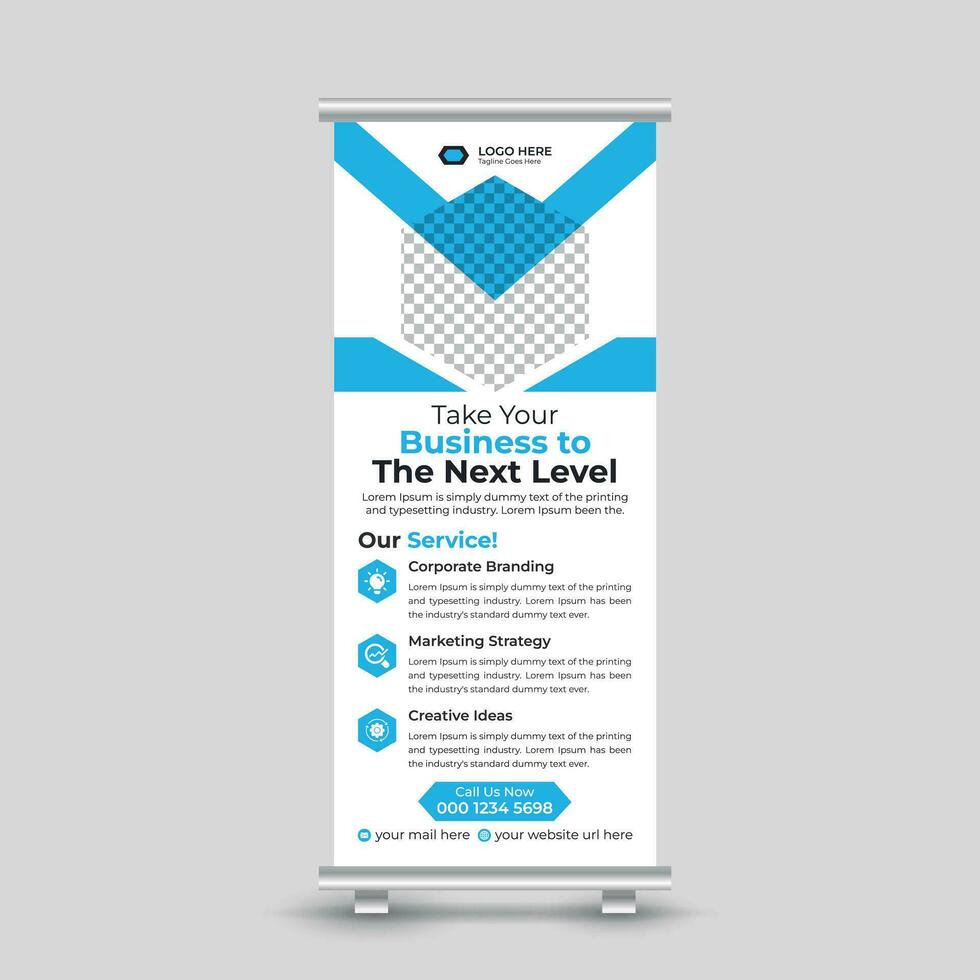 Creative minimal business roll up banner design standee banner template Free Vector