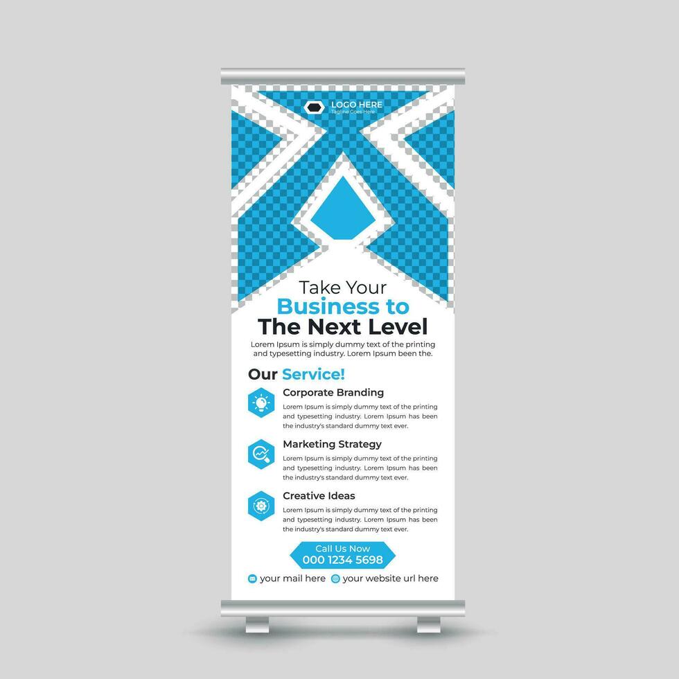 Creative modern minimal business roll up banner design standee banner template Free Vector