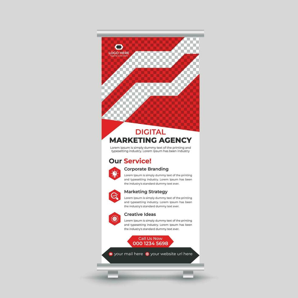 Corporate modern business roll up banner design standee x banner template Free Vector