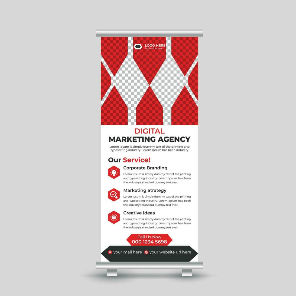 Corporate marketing roll up banner design standee x banner template Free Vector