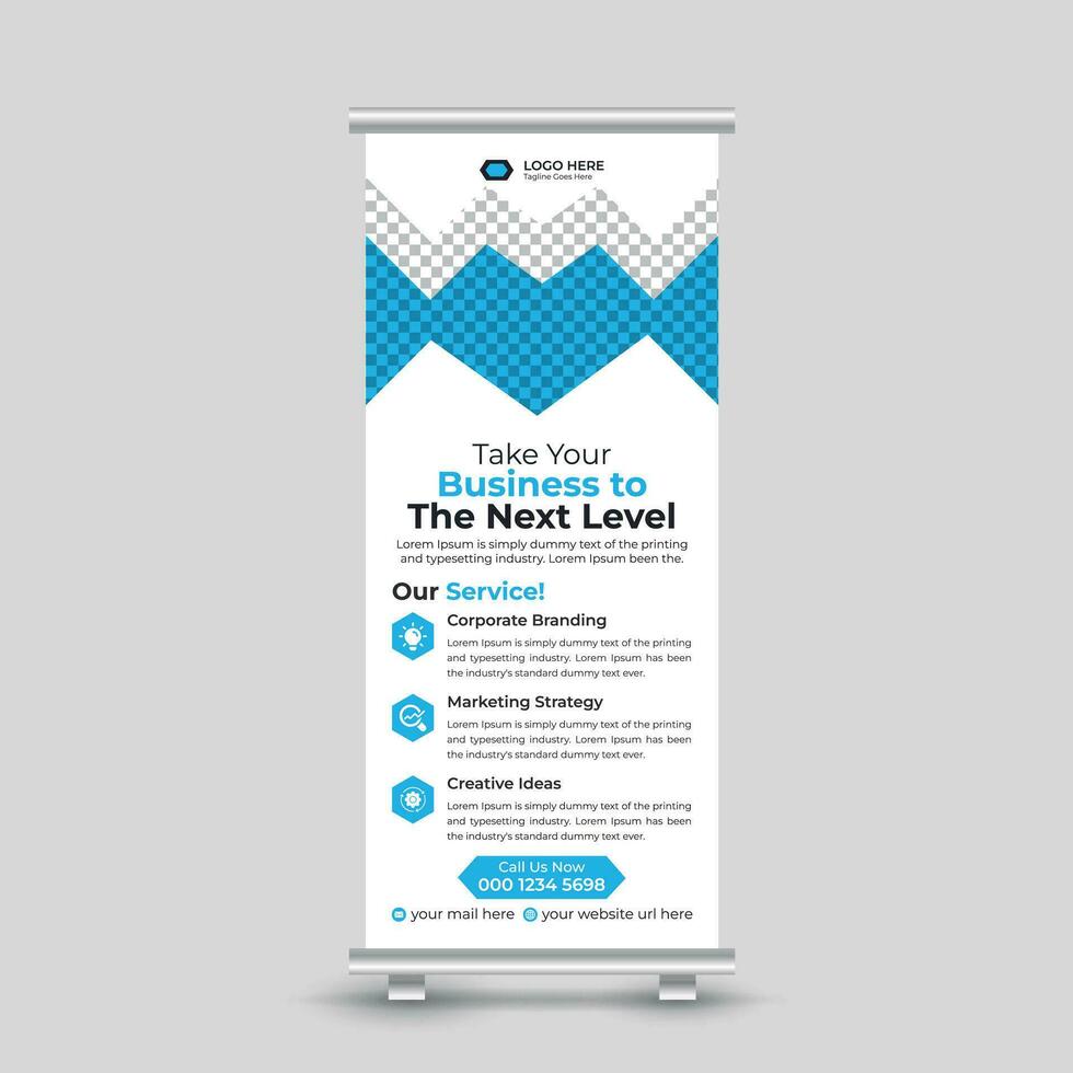 Professional modern minimal business roll up banner design standee banner template Free Vector