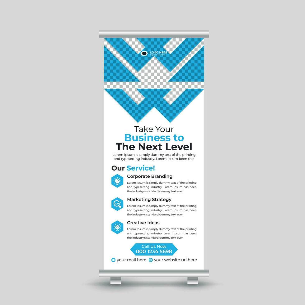 Professional creative modern minimal business roll up banner design standee banner template Free Vector