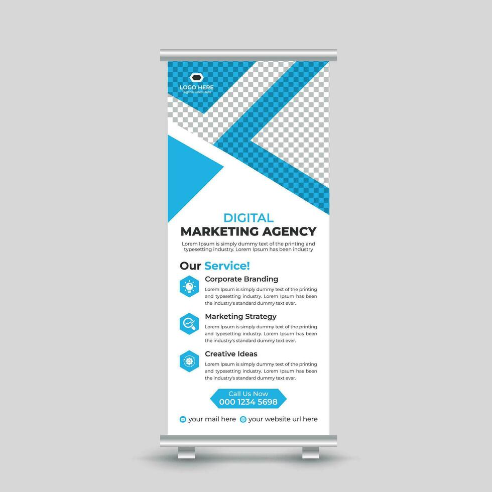 Corporate modern business roll up banner design standee x banner template Free Vector