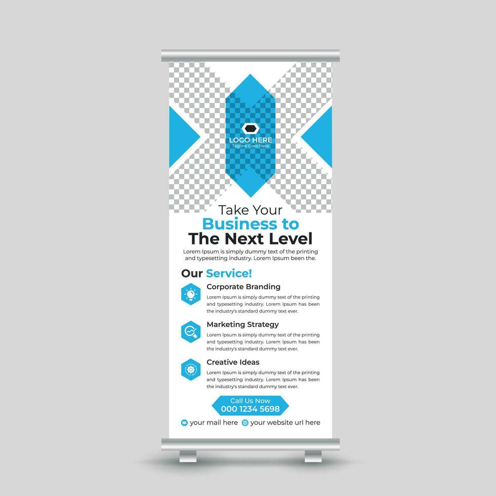 Corporate modern minimal business roll up banner design standee x banner template Free Vector