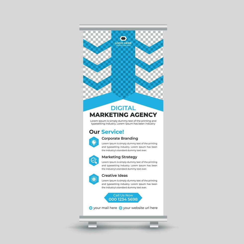 Corporate business roll up banner design standee x banner template Free Vector