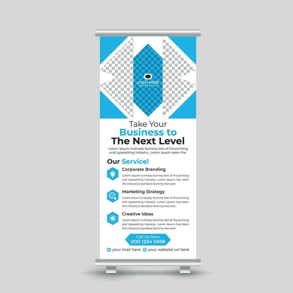 Professional creative corporate modern minimal business roll up banner design standee banner template Free Vector