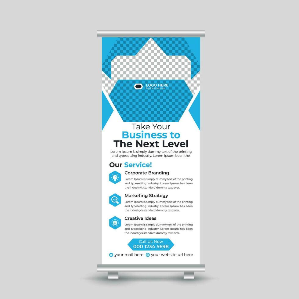 Corporate modern minimal business roll up banner design standee banner template Free Vector