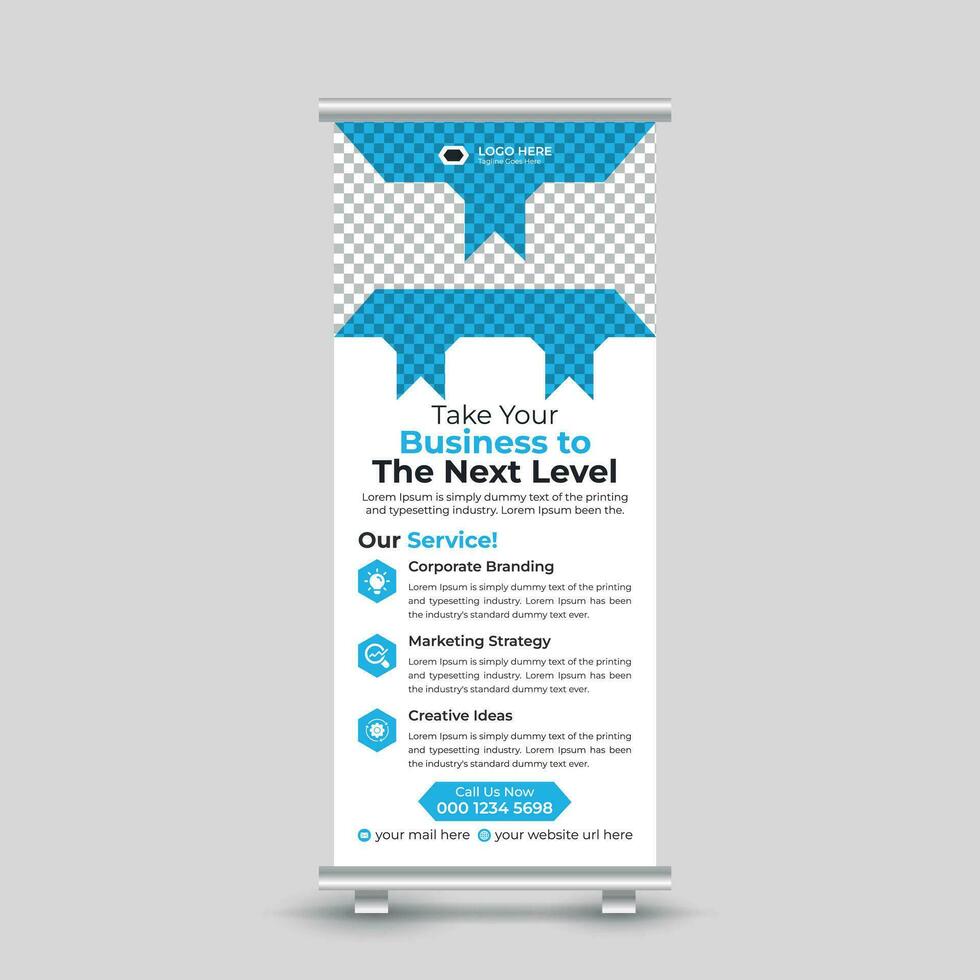 Professional creative corporate modern minimal business roll up banner design standee banner template Free Vector