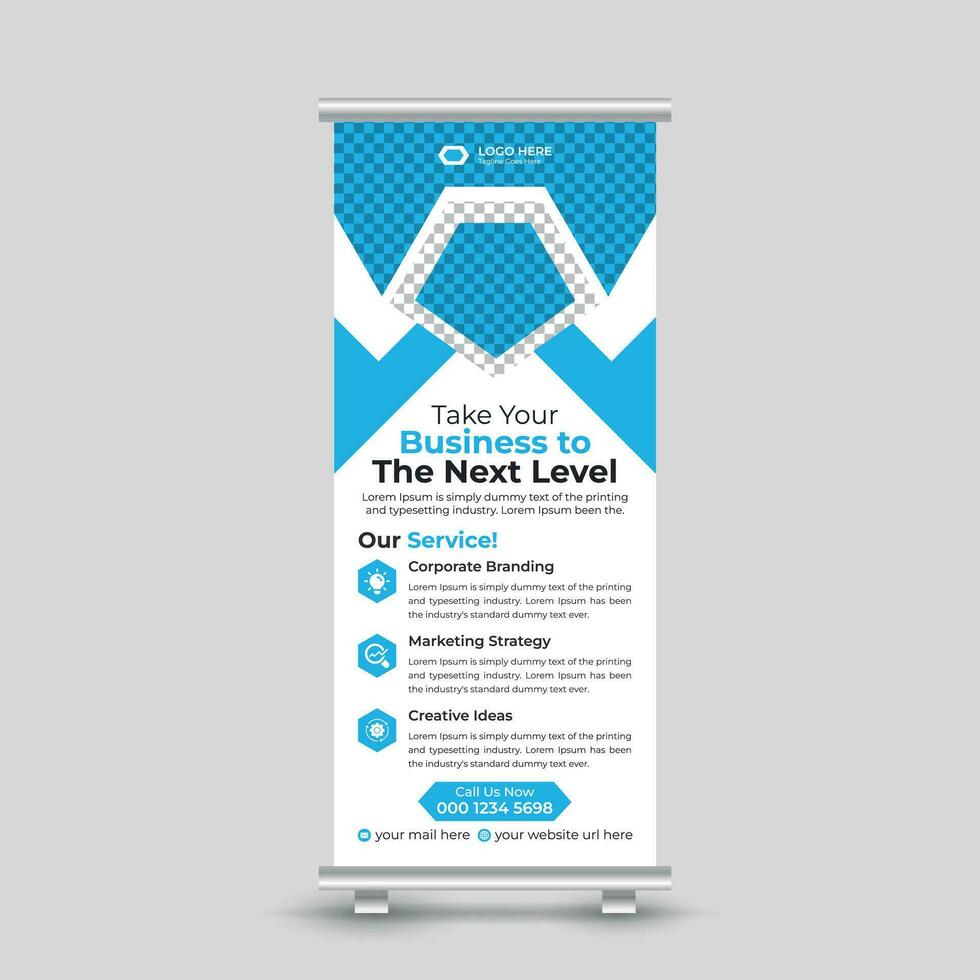 Professional corporate modern minimal business roll up banner design standee banner template Free Vector