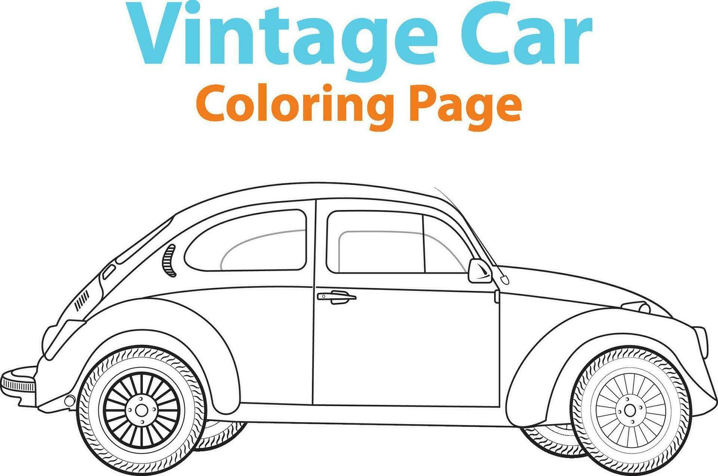 Vintage car illustration vector design for coloring pages.
