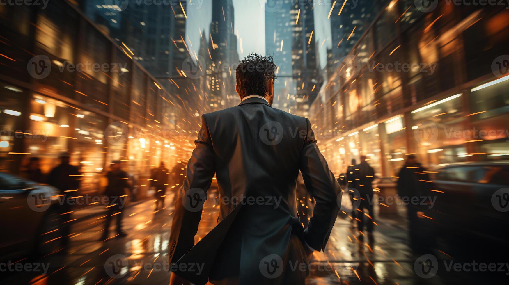 Business Man Moving Around The City - - photo