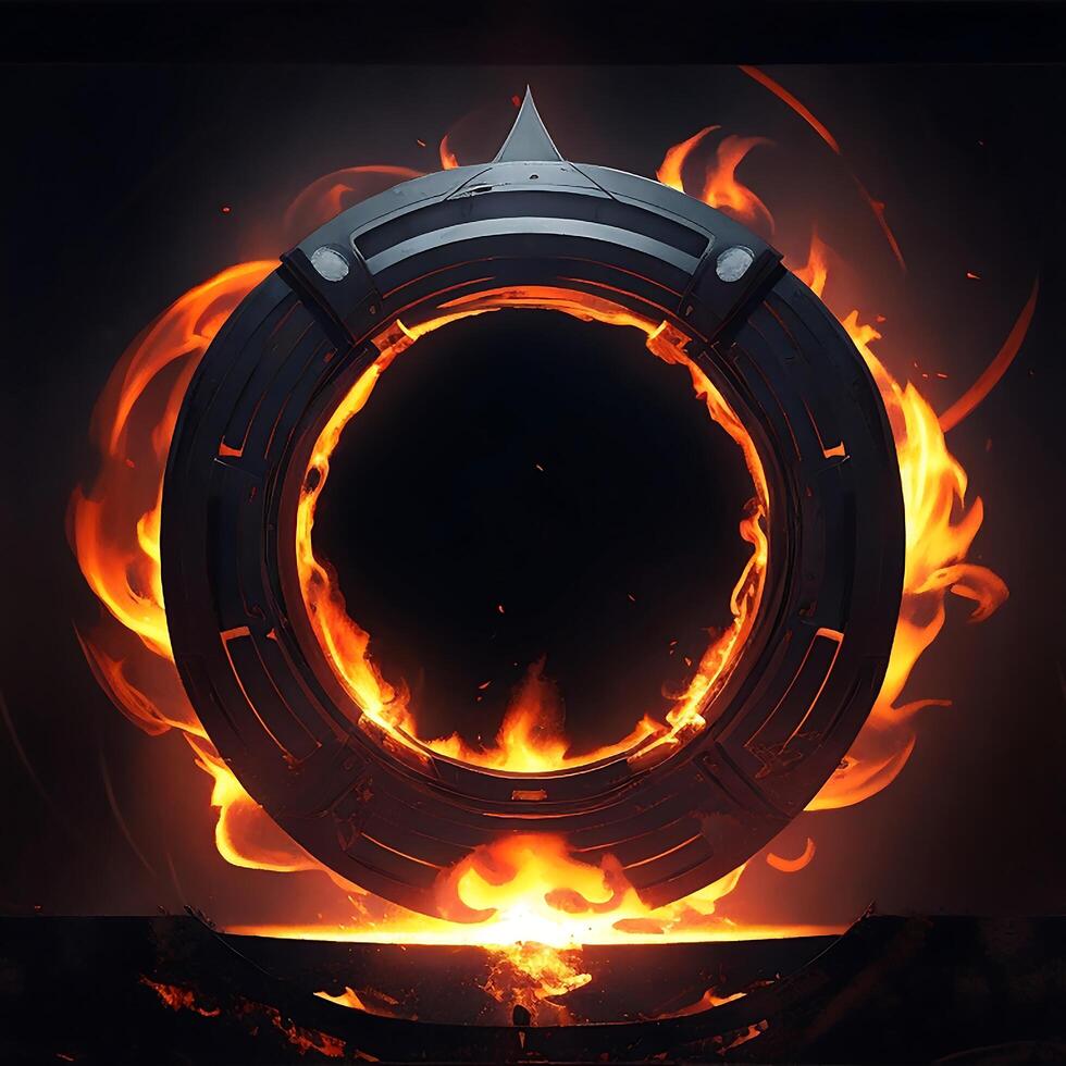 dark abstract futuristic with a Circle gate fire photo