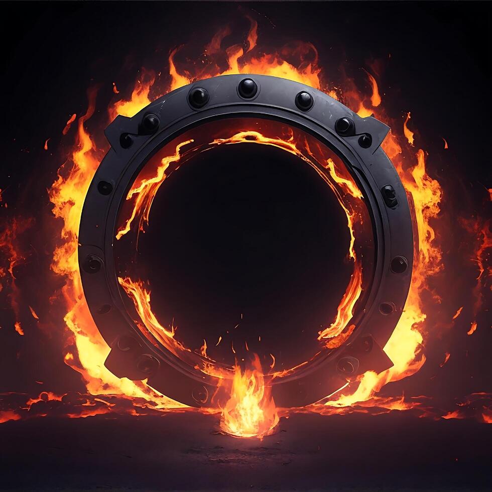 dark abstract futuristic with a Circle gate fire photo
