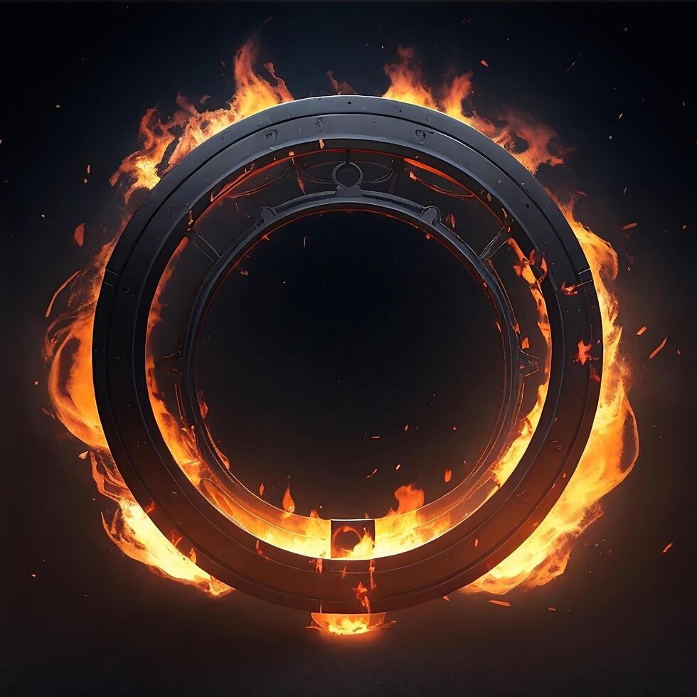 dark abstract futuristic with a  Circle gate fire AI generated photo