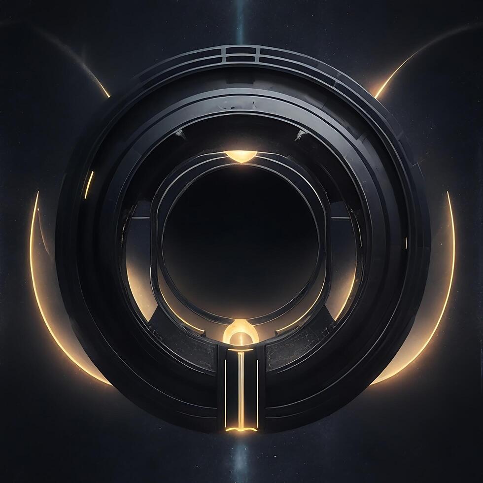 dark abstract futuristic with a Circle gate fire photo