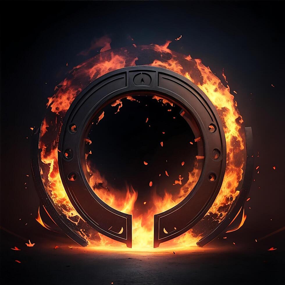 dark abstract futuristic with a Circle gate fire photo